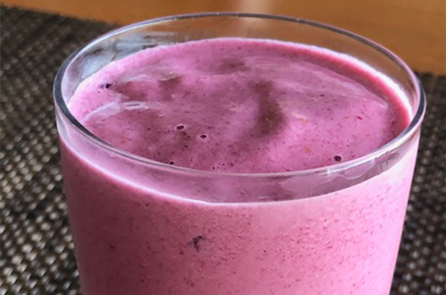 Glass of Raspberry Vanilla and Vegetable Smoothie