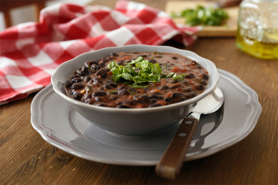Bowl of black bean soup