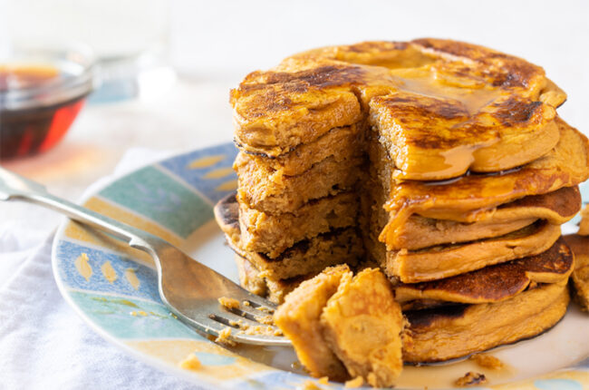 A stack of Sweet Potato Pancakes