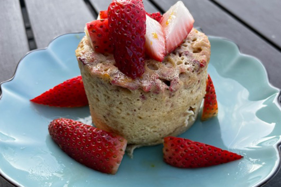 Strawberry, Almond Butter and Vanilla Mug Cake
