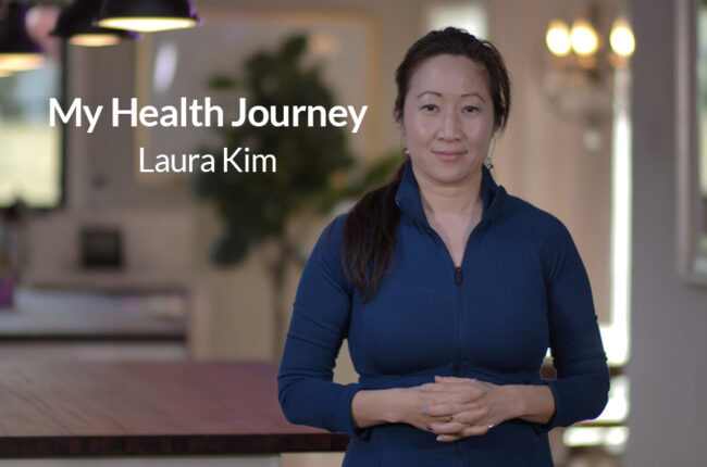 Photo of woman with "My Health Journey Laura Kim"