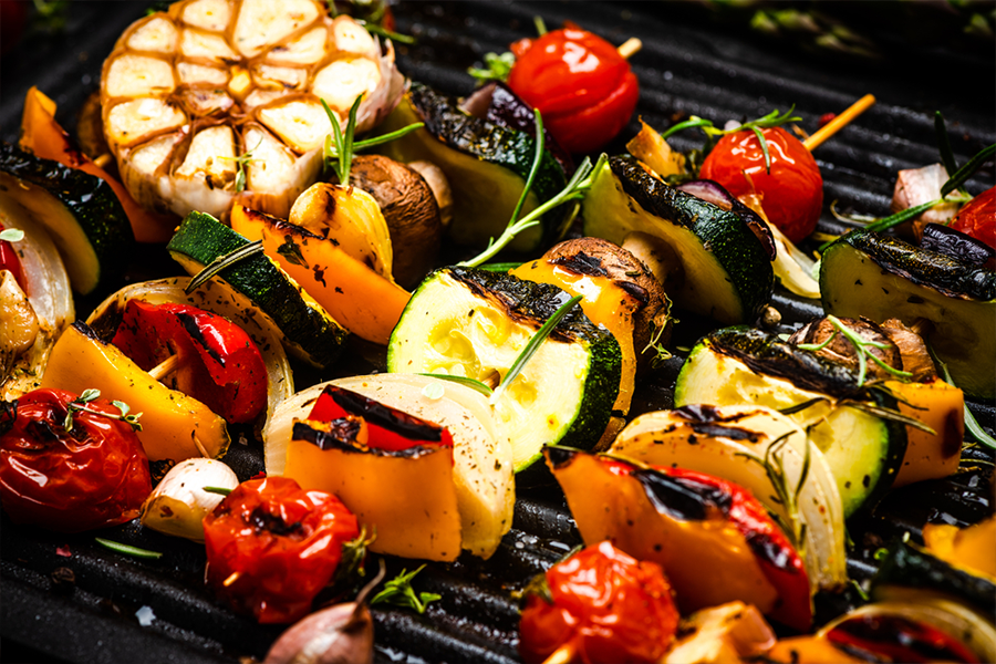 Vegetable Skewers on a grill