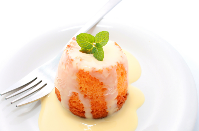 Creamy Orange Tofu Sauce on a small amuse-bouche cake