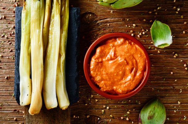 Sauce bowl with Smoky Roasted Pepper and Walnut Dip