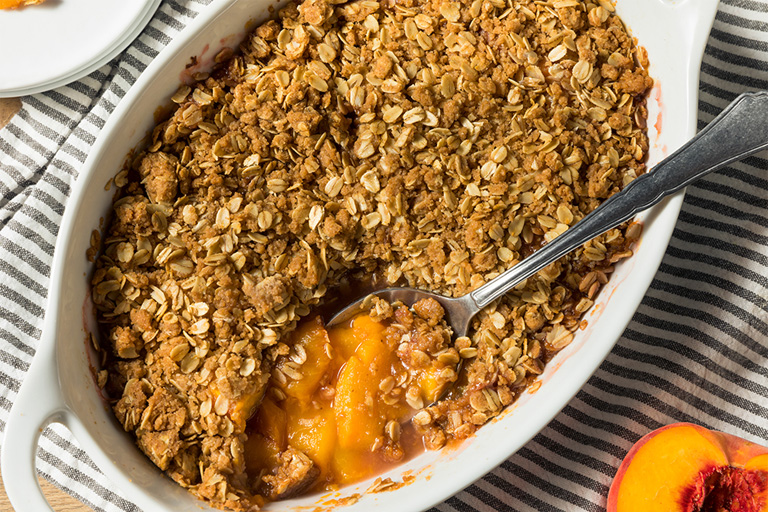 Peach (or Nectarine) Crisp with Oat Crumble